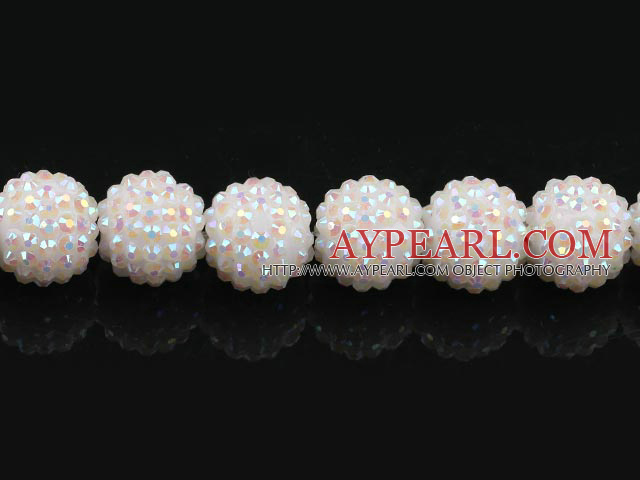 Acrylic bali beads,18mm,white , Sold per 14.17-inch strand