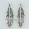imitation silver metal beads, 28mm, leaf pendant, sold by per pkg