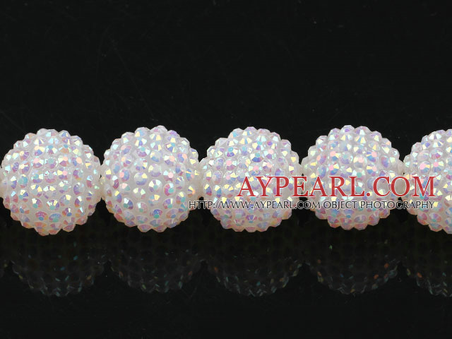 Acrylic bali beads,24mm,white,Sold per 14.57-inch strands