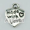 imitation silver metal beads, 10mm, heart pendant, sold by per pkg