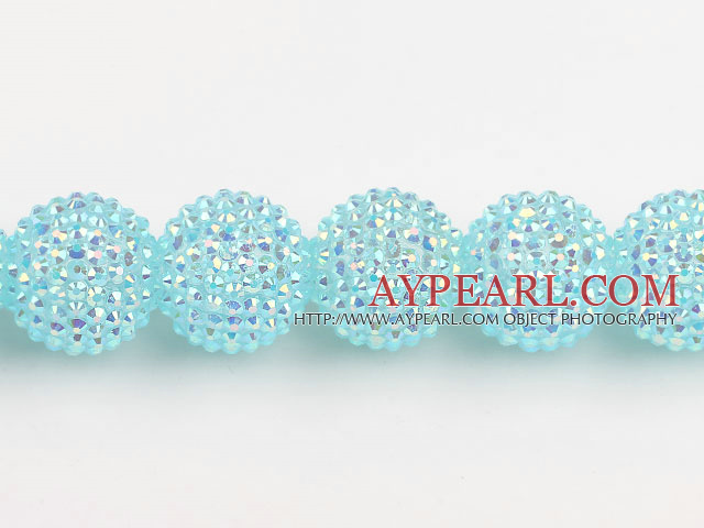 Acrylic bali beads,24mm,light blue,Sold per 14.57-inch strands