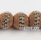 bali beads,18*22mm, brown with Rhinestone,Sold per 14.17-inch strands