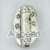 imitation silver metal spacer beads, 10*14mm, oval with pattern, sold by per pkg