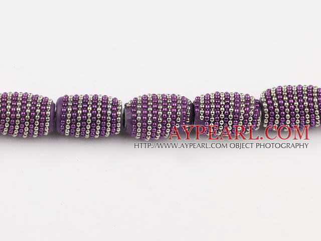 bali beads,14*21mm,purple with copper core ,Sold per 14.17-inch strands