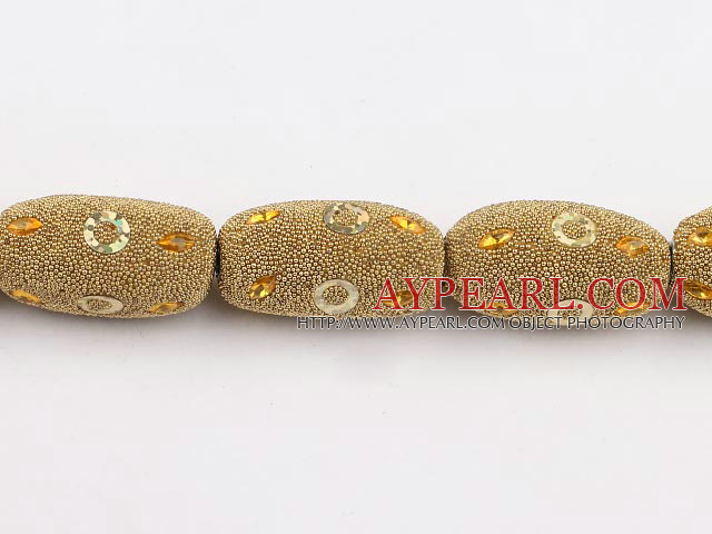bali beads,18*30mm,yellow with copper core ,Sold per 13.39-inch strand