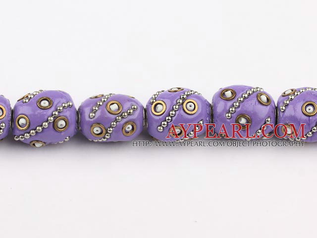 bali beads,16*20mm, purple with  copper core,Sold per 14.96-inch strands