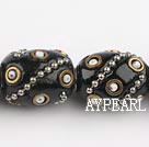 bali beads,16*20mm, black with  copper core,Sold per 14.96-inch strands