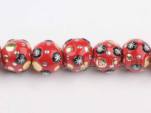 bali beads,20*24mm,red with copper core,Sold per 14.17-inch strands