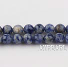 Spotted sodalite beads,6mm round, blue, sold per 15.75-inch strand