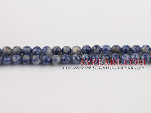 Spotted sodalite beads,6mm round, blue, sold per 15.75-inch strand