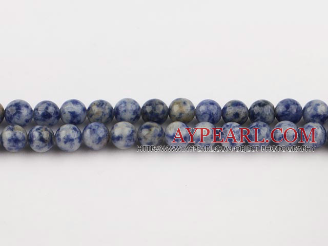 Spotted sodalite beads,8mm round, blue, sold per 15.75-inch strand