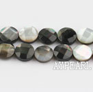 black lip shell beads,8mm flat oval,faceted,Sold per 15.75-inch strands