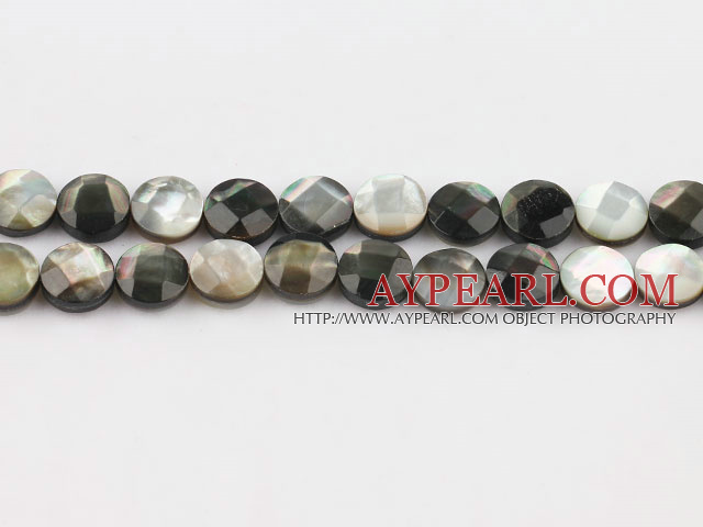 black lip shell beads,8mm flat oval,faceted,Sold per 15.75-inch strands