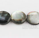 black lip shell beads,15mm flat oval,faceted,Sold per 15.75-inch strands