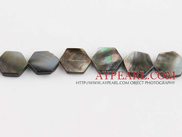 black lip shell beads,15mm hexagon,sold per 15.75-inch strand