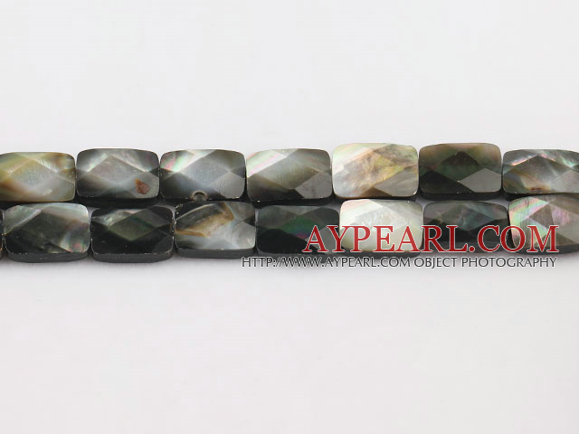 black lip shell beads,10*14mm rectangle,faceted,Sold per 15.75-inch strands