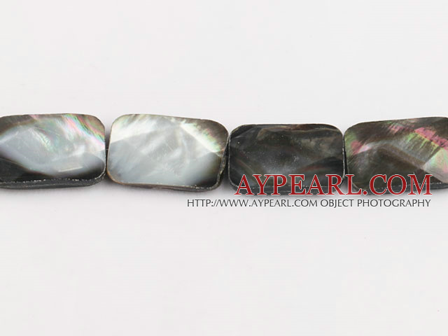 black lip shell beads,18*25mm rectangle,faceted,Sold per 15.75-inch strands