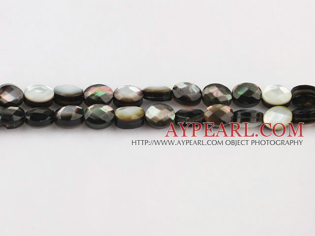 black lip shell beads,6*8mm egg,faceted,Sold per 15.75-inch strands