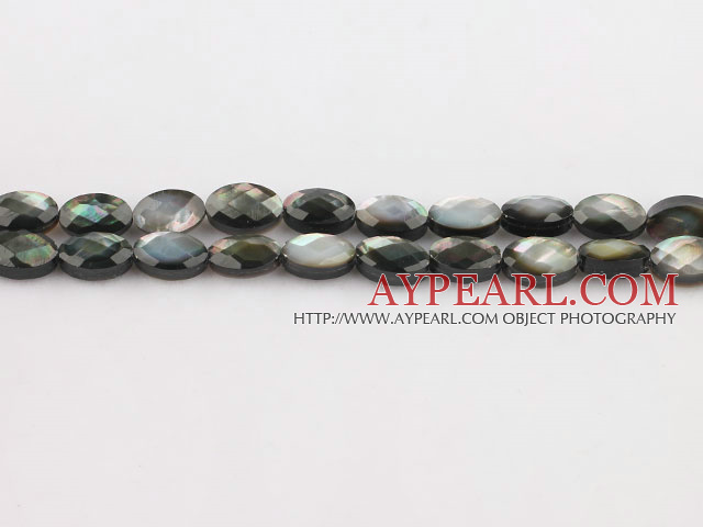 black lip shell beads,6*10mm egg,faceted,Sold per 15.75-inch strands