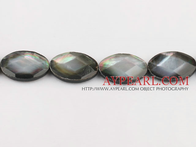 black lip shell beads,18*25mm egg,faceted,Sold per 15.75-inch strands