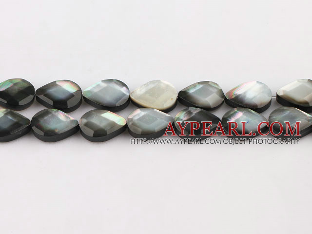 black lip shell beads,10*14mm teardrop,faceted,straight hole,Sold per 15.75-inch strands