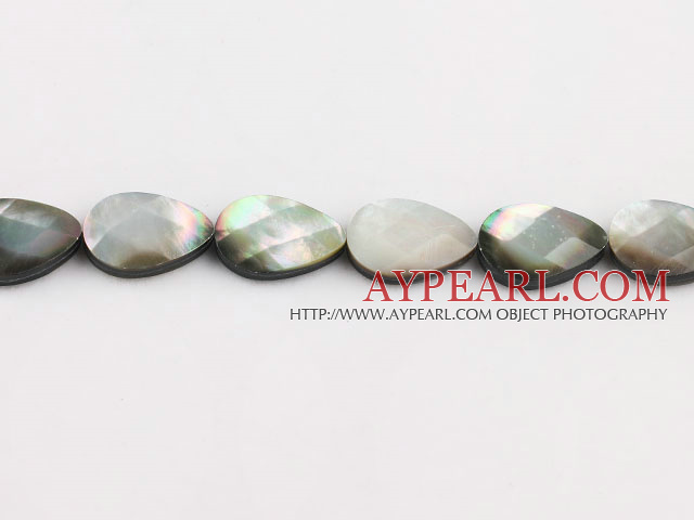 black lip shell beads,13*18mm teardrop,faceted,straight hole,Sold per 15.75-inch strands