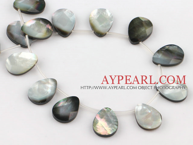 black lip shell beads,13*18mm teardrop,faceted,lateral hole,Sold per 15.75-inch strands