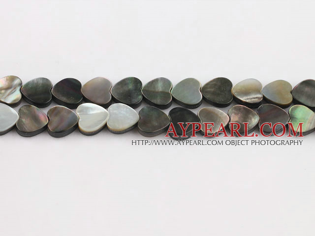 black lip shell beads, 10mm heart,sold per 15.75-inch strand