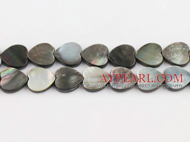 black lip shell beads, 14mm heart,sold per 15.75-inch strand