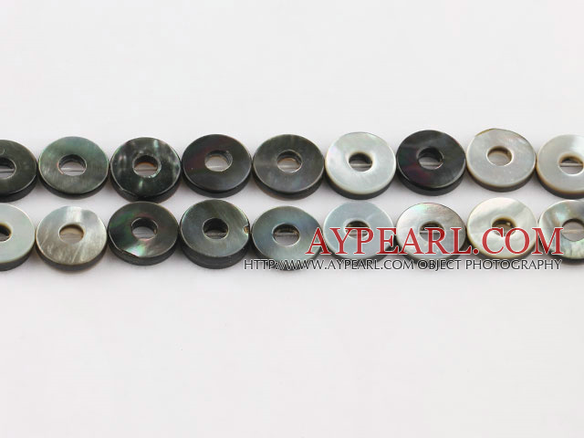 black lip shell beads, 12mm ring,hollow,sold per 15.75-inch strand