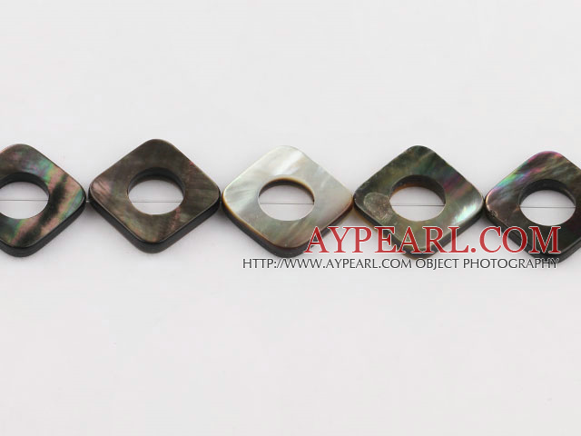 black lip shell beads, 18mm,square,hollow,Sold per 15.75-inch strands
