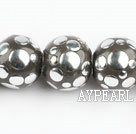 bali beads,18mm,grey with copper core,Sold per 13.39-inch strands