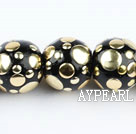 bali beads,18mm,black with copper core,Sold per 13.39-inch strands
