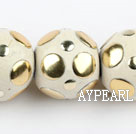 bali beads,20mm,light yellow with copper core,Sold per 14.17-inch strands