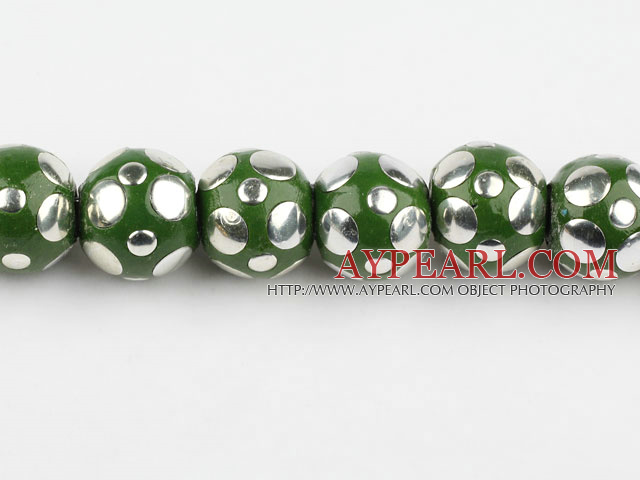 bali beads,20mm,green with copper core,Sold per 14.17-inch strands