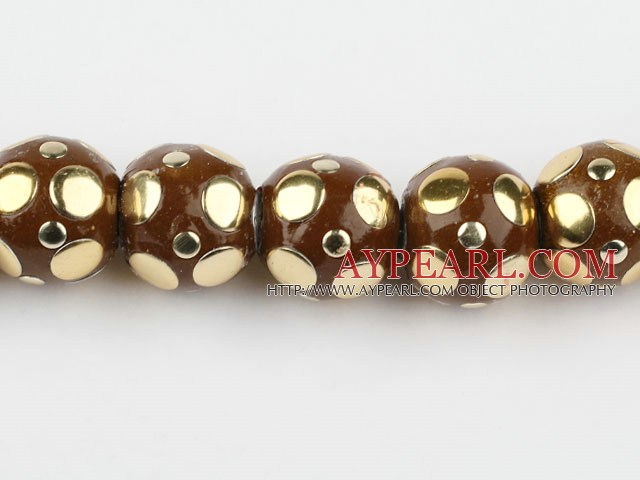 bali beads,20mm,brown with copper core,Sold per 14.17-inch strands