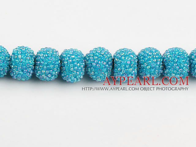 bali beads,20mm, blue with glass, Sold per 16.14-inch strand