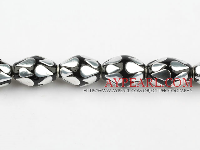bali beads,18*24mm,black with copper core,Sold per 14.17-inch strands
