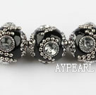 bali beads,20mm,black with Rhinestone,copper core ,Sold per 14.17-inch strand