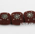 bali beads,10*22mm square,red with copper core ,Sold per 13.39-inch strand