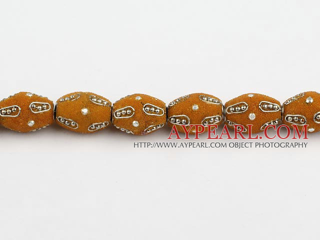 Frosted bali beads,16*22mm barrel, brown,Sold per 14.17-inch strand