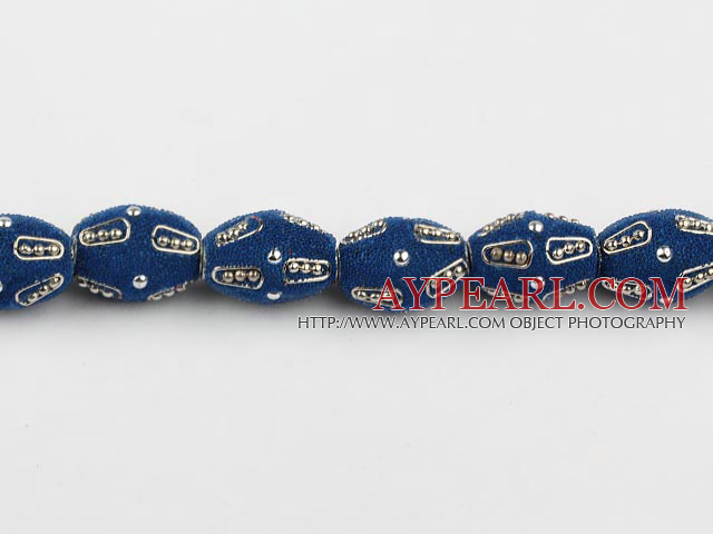 Frosted bali beads,16*22mm barrel, blue,Sold per 14.17-inch strand