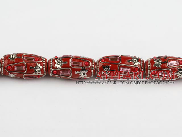 bali beads,18*32mm barrel, red,Sold per 14.17-inch strands