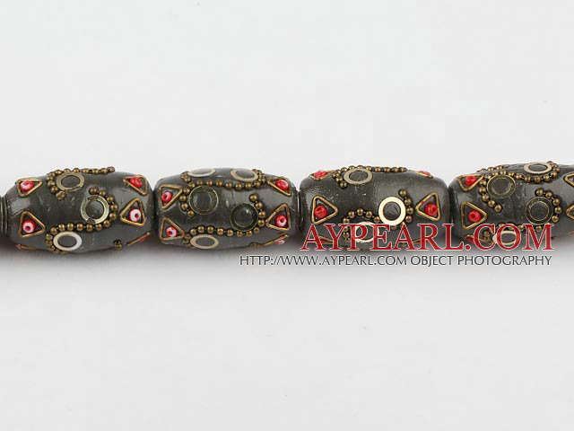 bali beads,18*32mm tube ,multi color,Sold per 12.99-inch strand