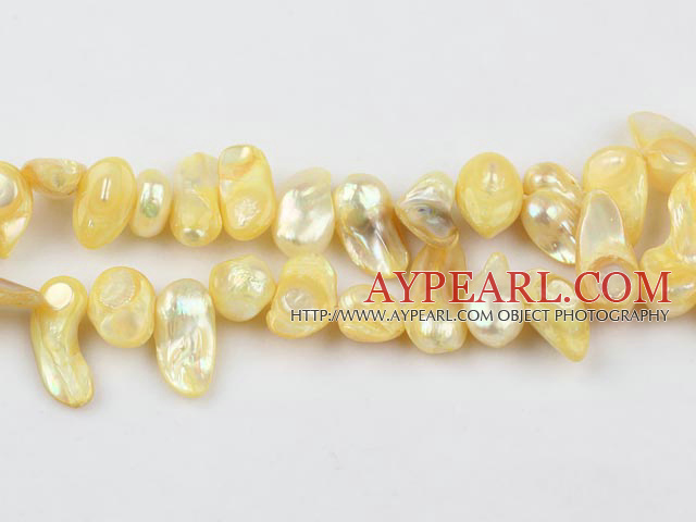 Pearl Beads, Light Yellow, 7*15mm dyed uncoating, Sold per 15.7-inch strand
