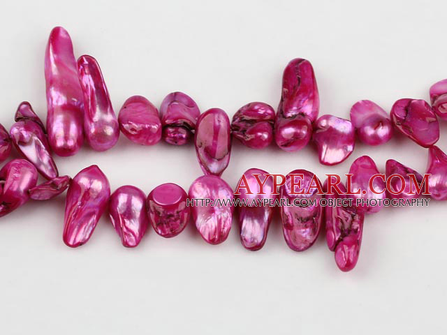 Pearl Beads, Purplish Red, 7*15mm dyed uncoating, Sold per 15.7-inch strand