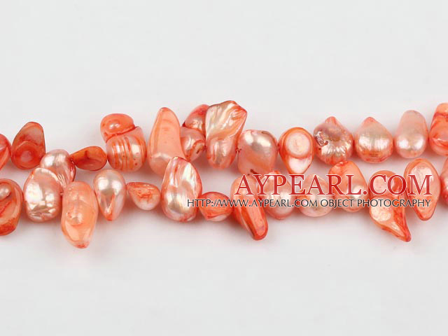 Pearl Beads, Orange, 7*15mm dyed uncoating, Sold per 15.7-inch strand