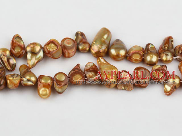 Pearl Beads, Amber Color, 7*15mm dyed uncoating, Sold per 15.7-inch strand