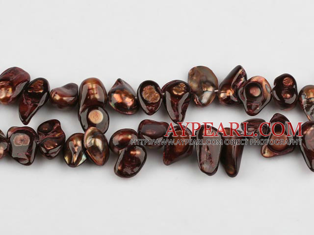 Pearl Beads, Dark Brown, 7*15mm dyed uncoating, Sold per 15.7-inch strand