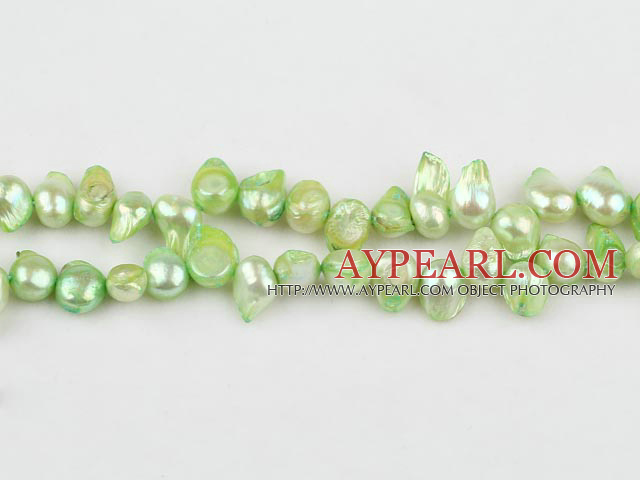 Pearl Beads, Fruit Green, 7*15mm dyed uncoating, Sold per 15.7-inch strand